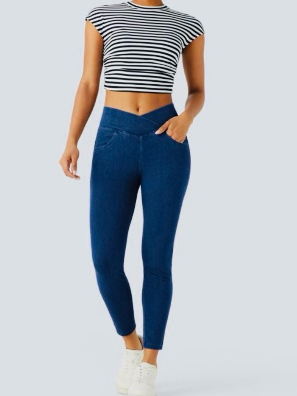 HALARA Deep Blue High-Rise V-Waist Jeggings
